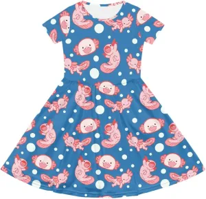 Black Dress for Girls Cute Outfits Short Sleeve Dresses with Pocket Summer Dress Size 2-14 T Kids