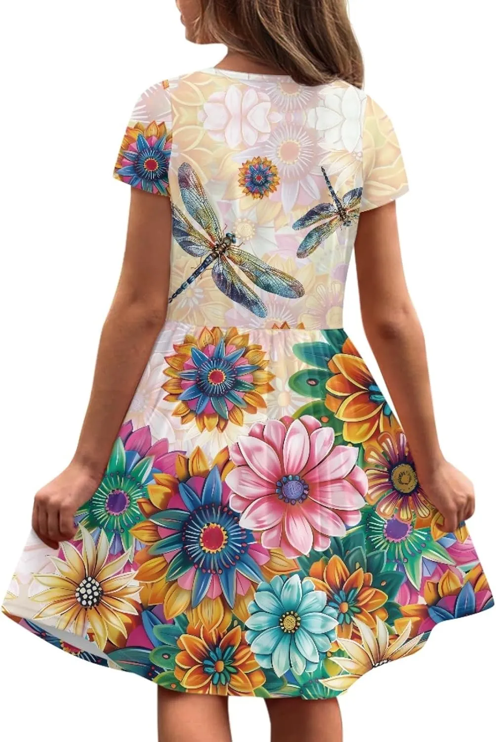 Black Dress for Girls Cute Outfits Short Sleeve Dresses with Pocket Summer Dress Size 2-14 T Kids