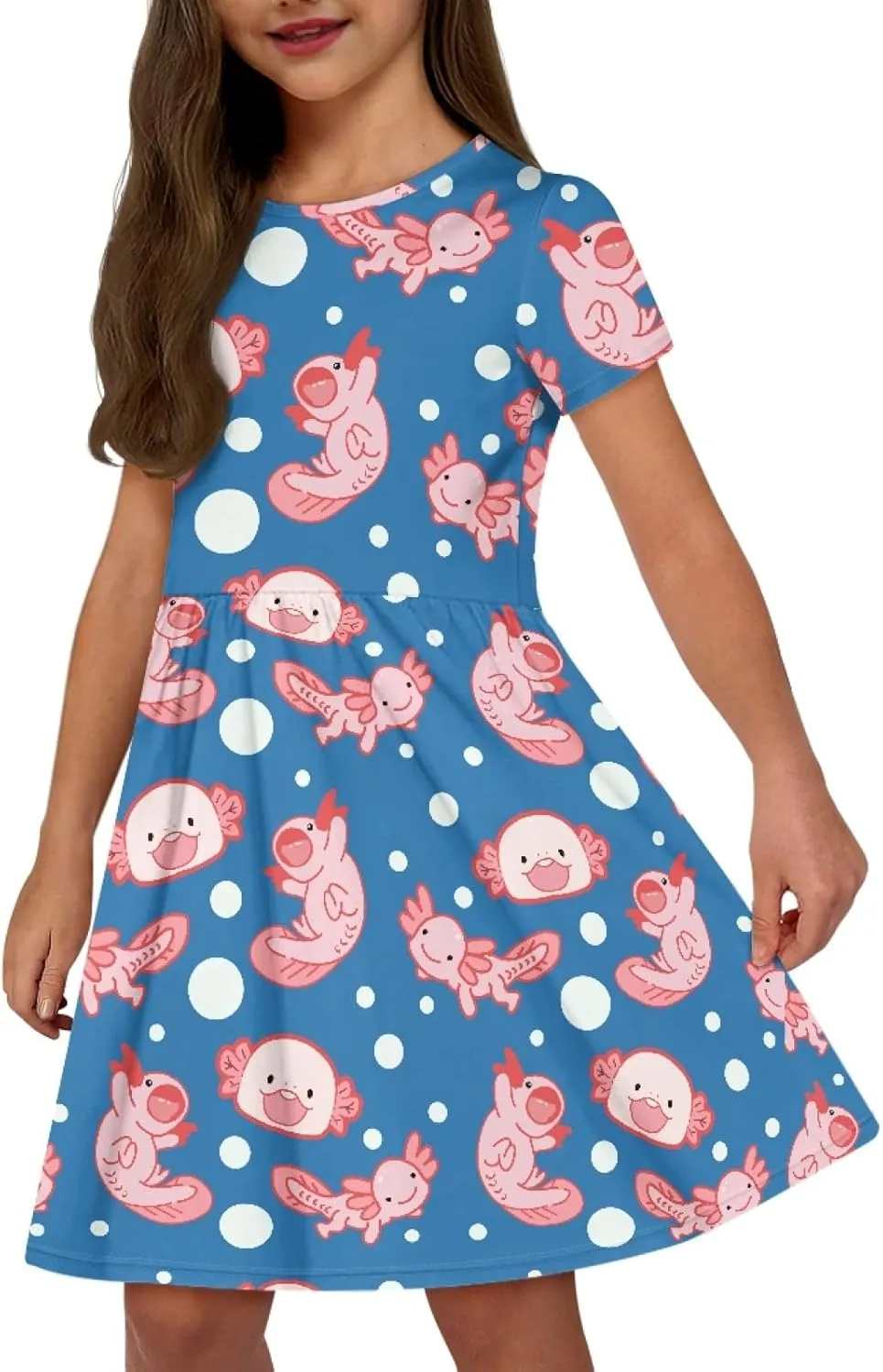 Black Dress for Girls Cute Outfits Short Sleeve Dresses with Pocket Summer Dress Size 2-14 T Kids