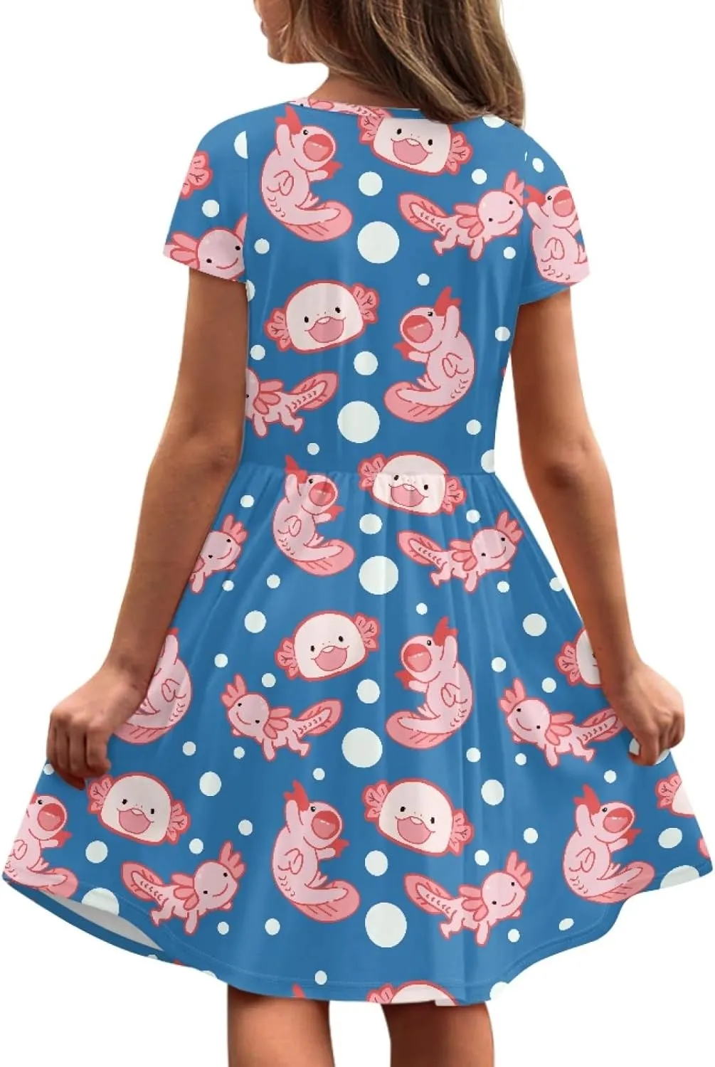 Black Dress for Girls Cute Outfits Short Sleeve Dresses with Pocket Summer Dress Size 2-14 T Kids
