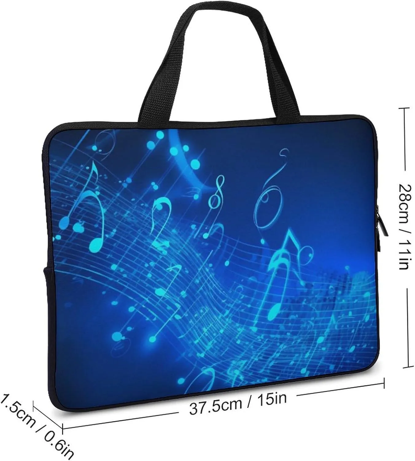 Blue Musical Notes Laptop Bag Durable Laptop Sleeve Water-Resistant Notebook Bag for Computer Or Tablet