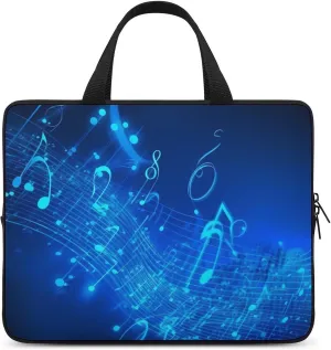 Blue Musical Notes Laptop Bag Durable Laptop Sleeve Water-Resistant Notebook Bag for Computer Or Tablet
