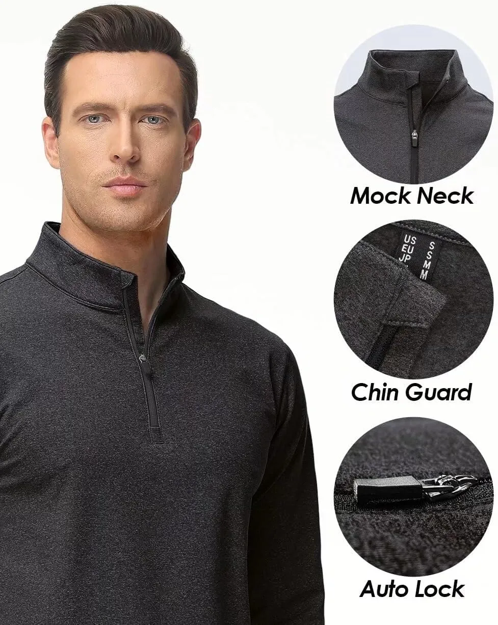 Boladeci Men's Quarter Zip Pullover Premium Fleece Lined Heather Long Sleeve Golf Shirts Midweight 1/4 Half Zip Sweatshirts