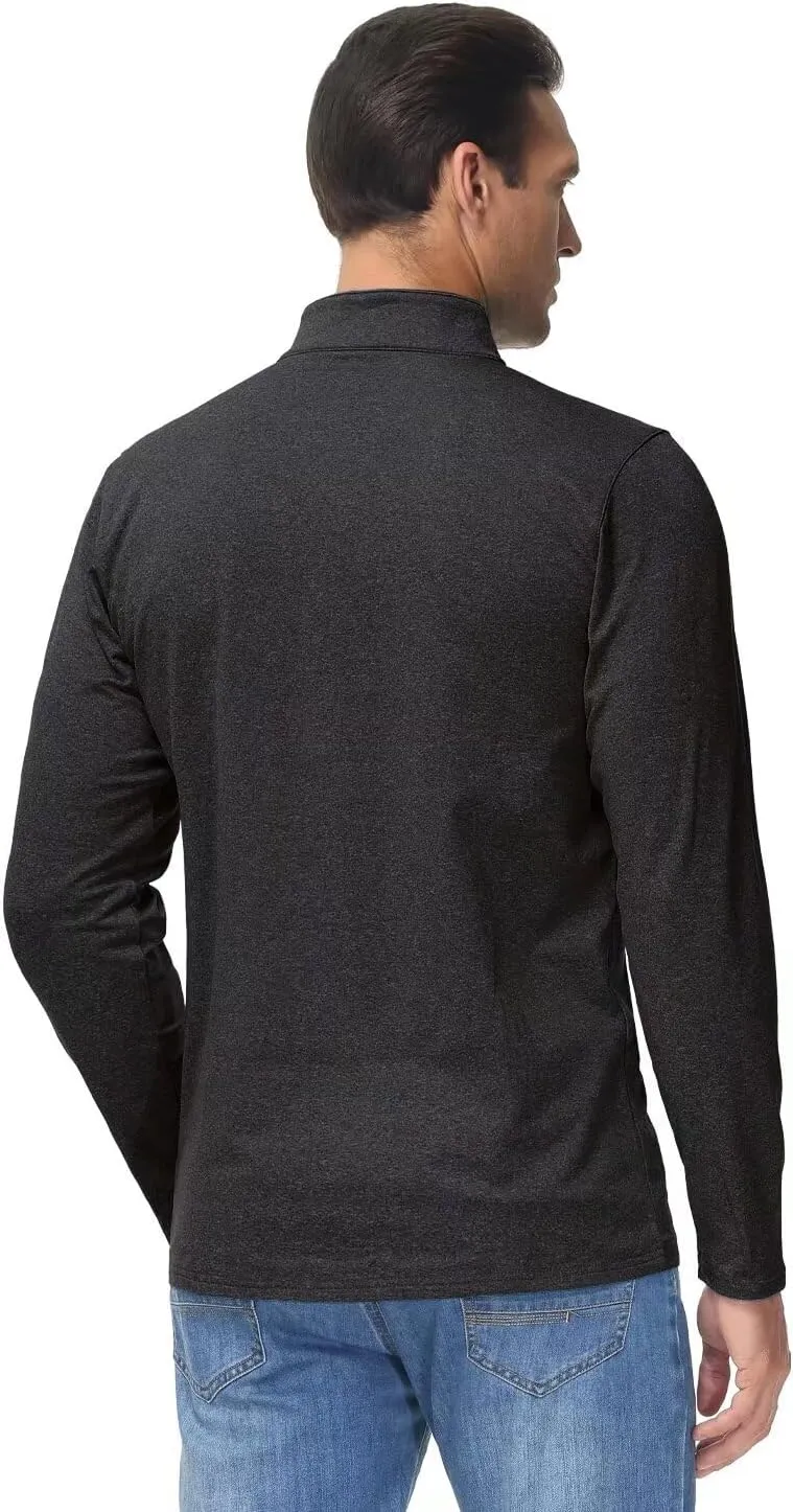 Boladeci Men's Quarter Zip Pullover Premium Fleece Lined Heather Long Sleeve Golf Shirts Midweight 1/4 Half Zip Sweatshirts