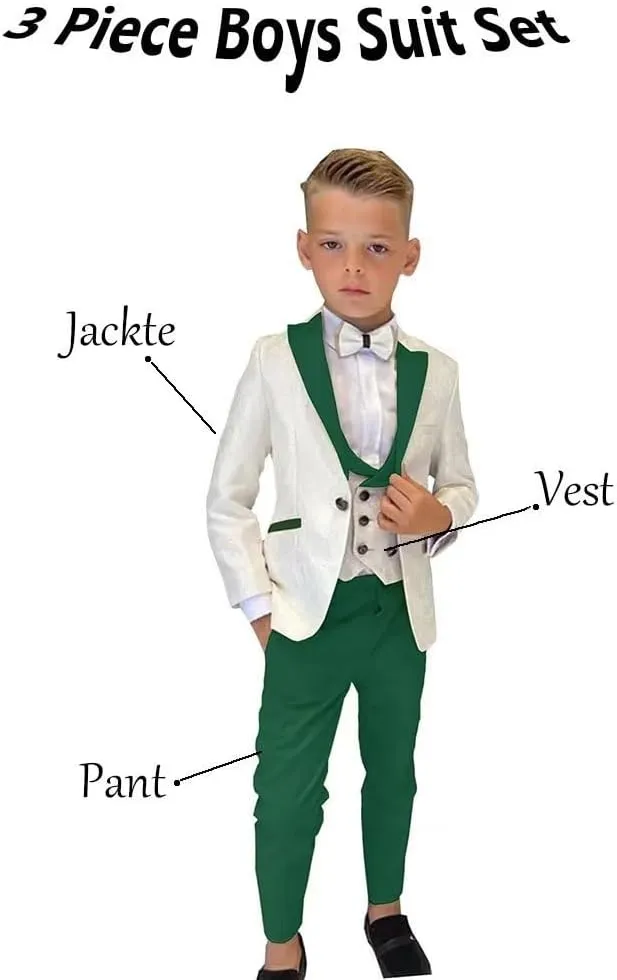 Boys 3 Piece Vest Tuxedo Suit Boy's Formal Suit Set Kids Wedding Suits for Boys  Blazer  Pant  Vest