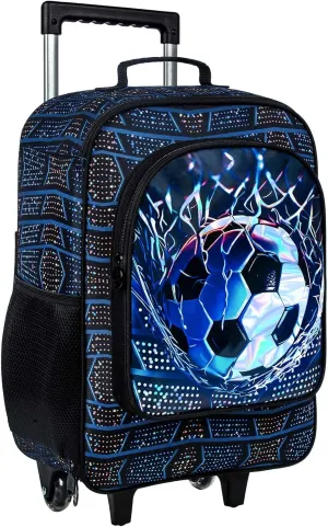 Boys Luggage, Kids Water Resistant Rolling Suitcase, Cool Soccer Travel Carry on for Elementary Preschool Toddler
