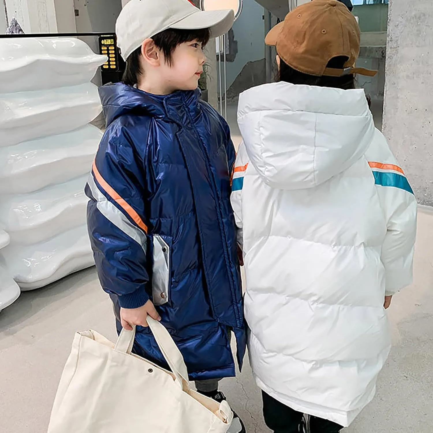 Boys Winter Coats with Fleece Liner Warm Thick Solid Cotton Long Sleeve Padded Jacket Small Dog Winter Coat for
