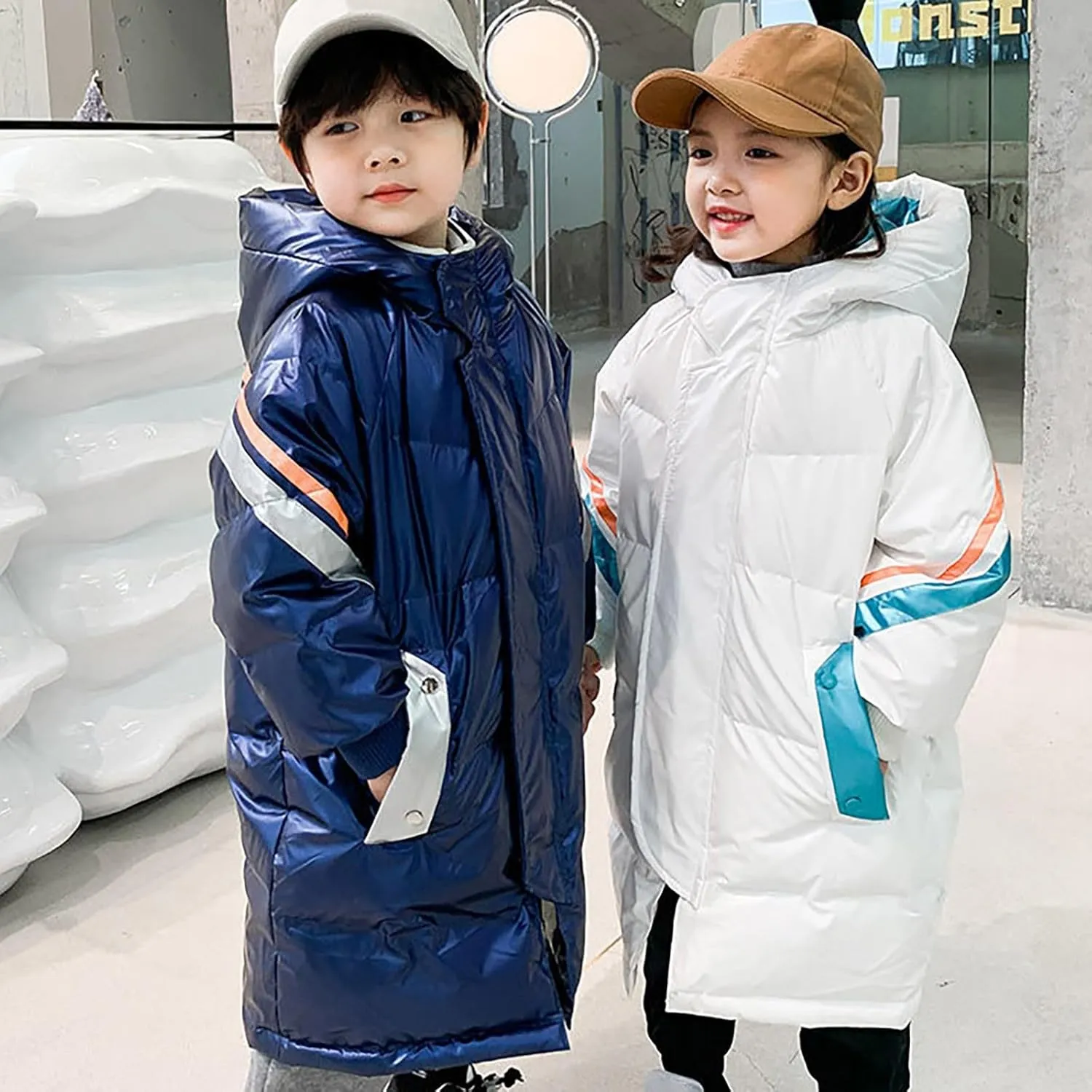 Boys Winter Coats with Fleece Liner Warm Thick Solid Cotton Long Sleeve Padded Jacket Small Dog Winter Coat for