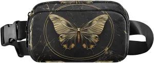 Butterfly Golden Fanny Pack Water Resistant Waist Pack Sling Bag Purse for Women Men Travel Hiking