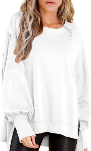 BWQ Womens Oversized Sweatshirt Crewneck Long Sleeve Shirts Pullover Sweatshirts S-2XL