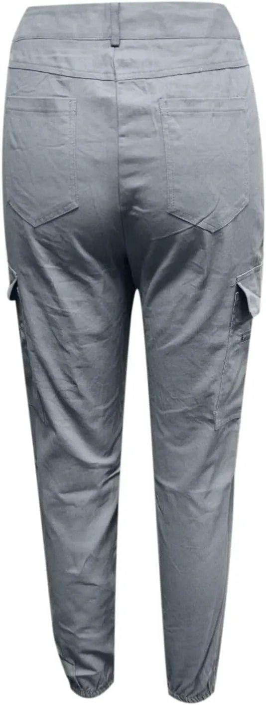 Cargo Leggings with Pockets for Women Casual Skinny Pockets High Waist Pants Stretch Bound Feet Ripstop Cargo Trouser
