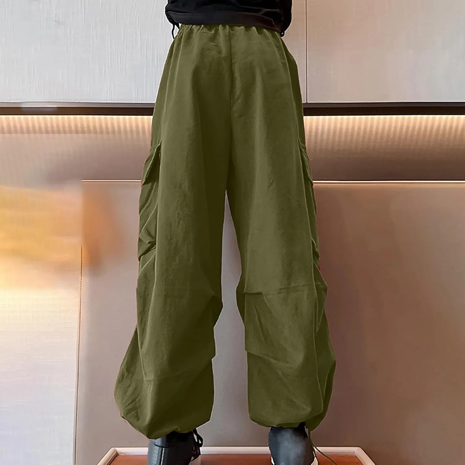 Cargo Pants for Girls Casual High Waisted Drawstring Loose Fit Pants Aesthetic Clothing Teen Girls Jogger Pants 3-14T