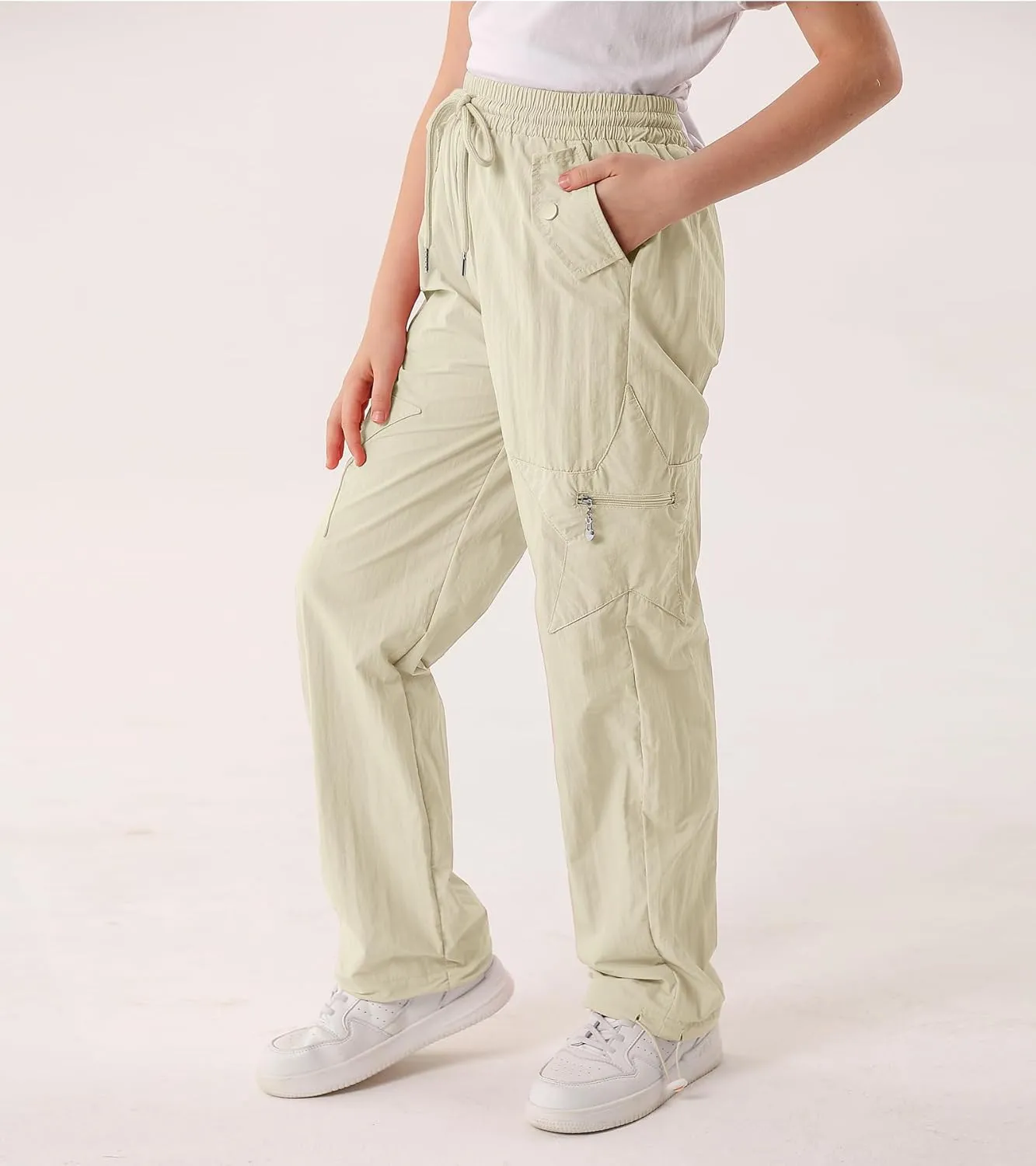 Cargo Pants for Girls Parachute Baggy Joggers Elastic Waist Wide Leg Hip Hop Dance Outfits Size 7-14