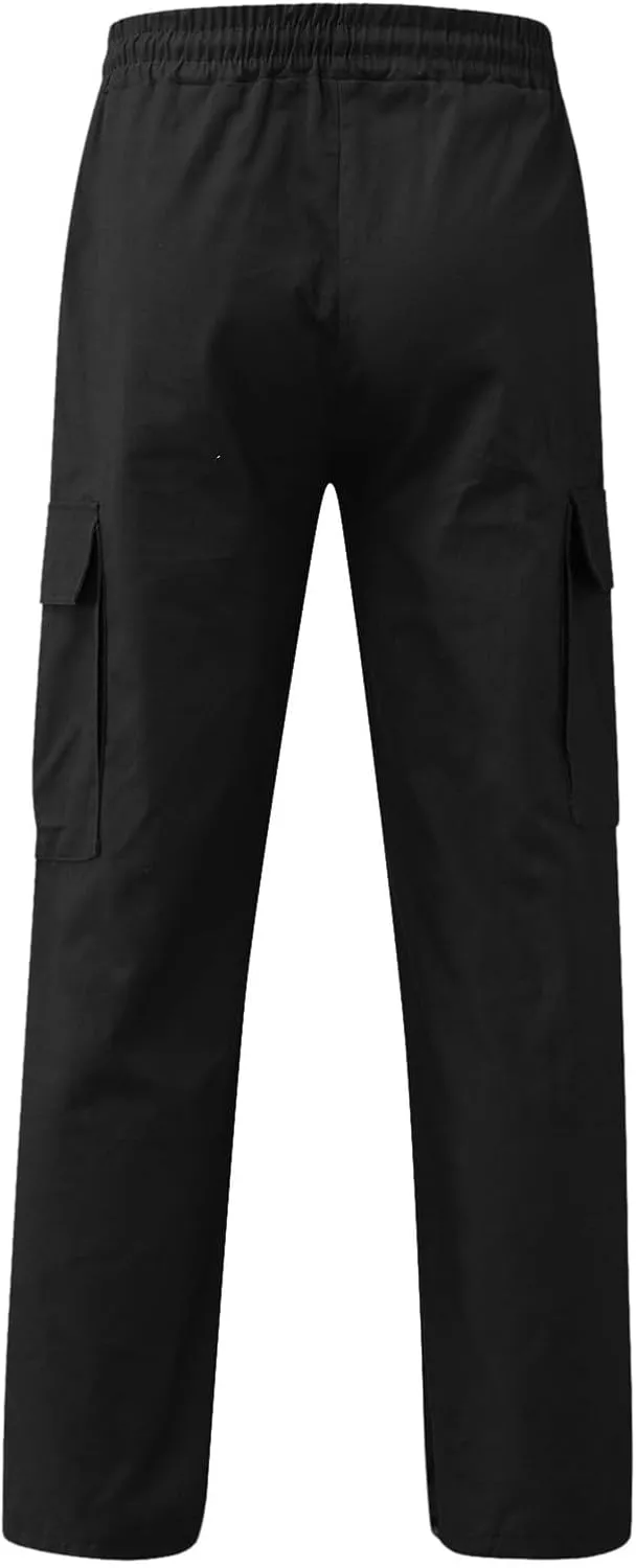 Cargo Pants for Men, Multiple Pockets Solid Pants Outdoor Straight Leg Fitness Long Pant Athletic Tactical Pants