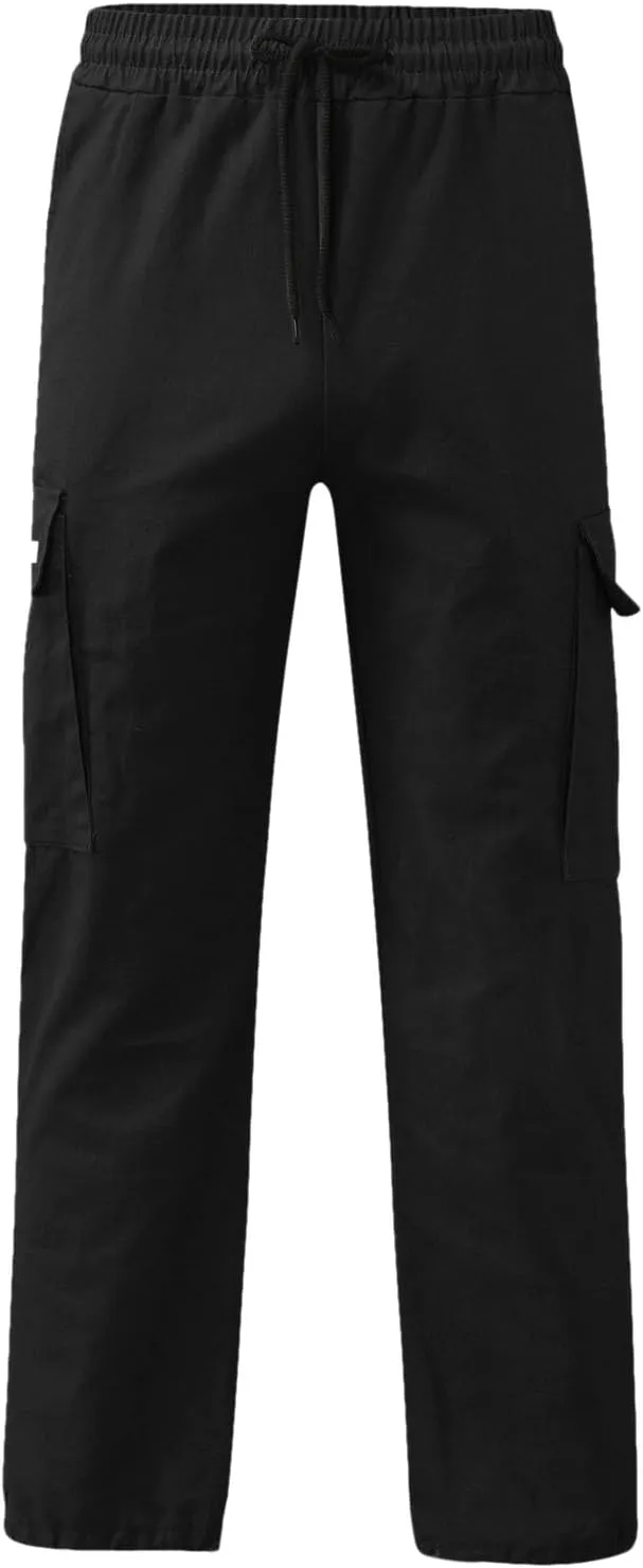Cargo Pants for Men, Multiple Pockets Solid Pants Outdoor Straight Leg Fitness Long Pant Athletic Tactical Pants