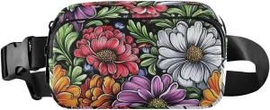 Cartoon Florals Fanny Pack Water Resistant, Women Men Waist Pack Sling Bag Purse for Travel Hiking