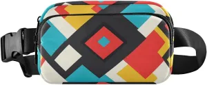 Cartoon Geometric Fanny Pack Water Resistant, Women Men Waist Pack Sling Bag Purse for Travel Hiking