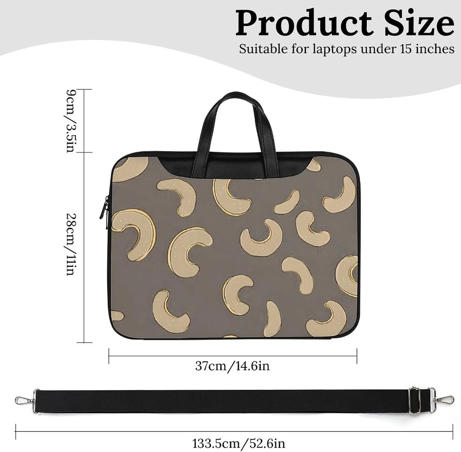 Cashew Nuts Leather Bag Laptop Case Slim Water Resistant Computer Bags with Handle Briefcase for Work