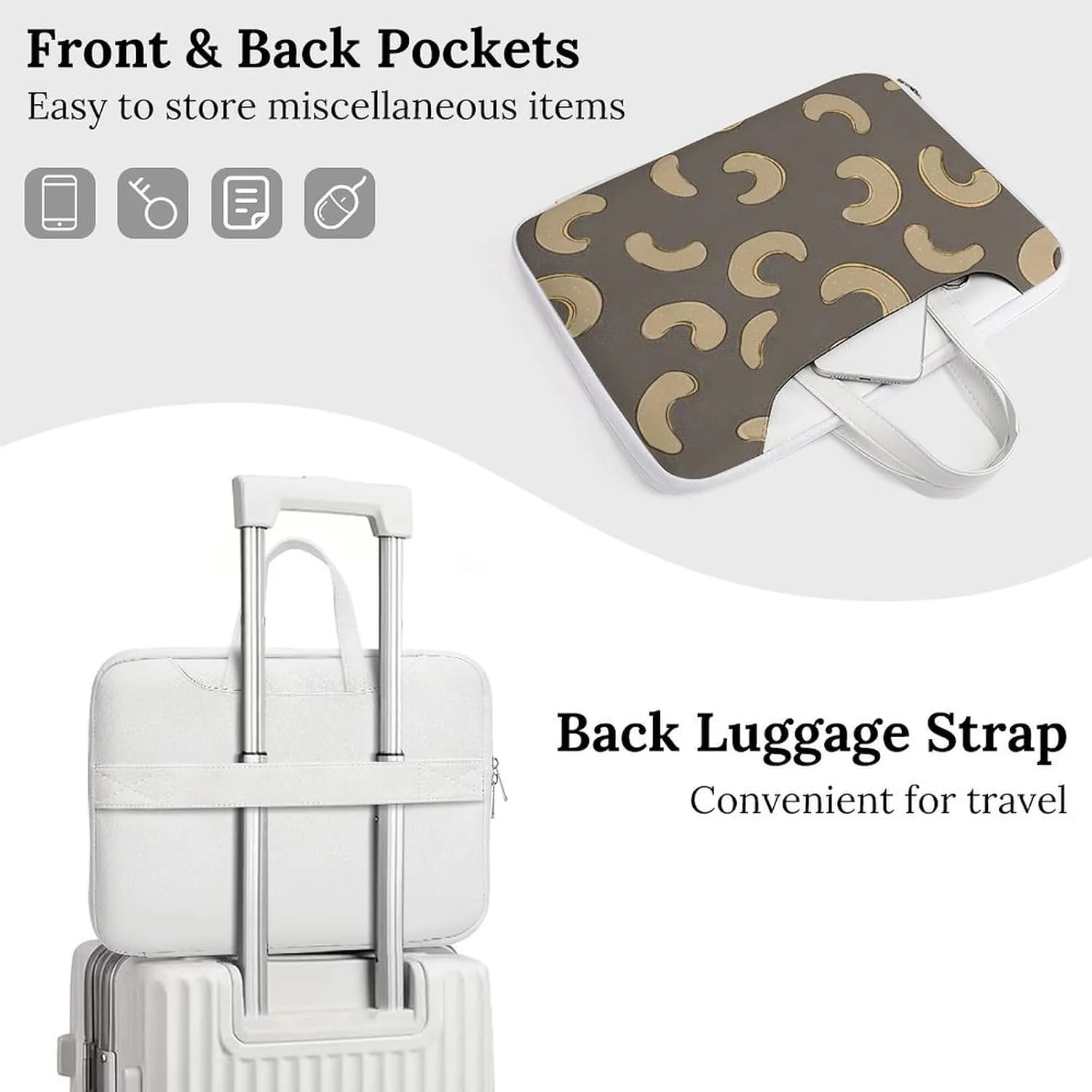 Cashew Nuts Leather Bag Laptop Case Slim Water Resistant Computer Bags with Handle Briefcase for Work