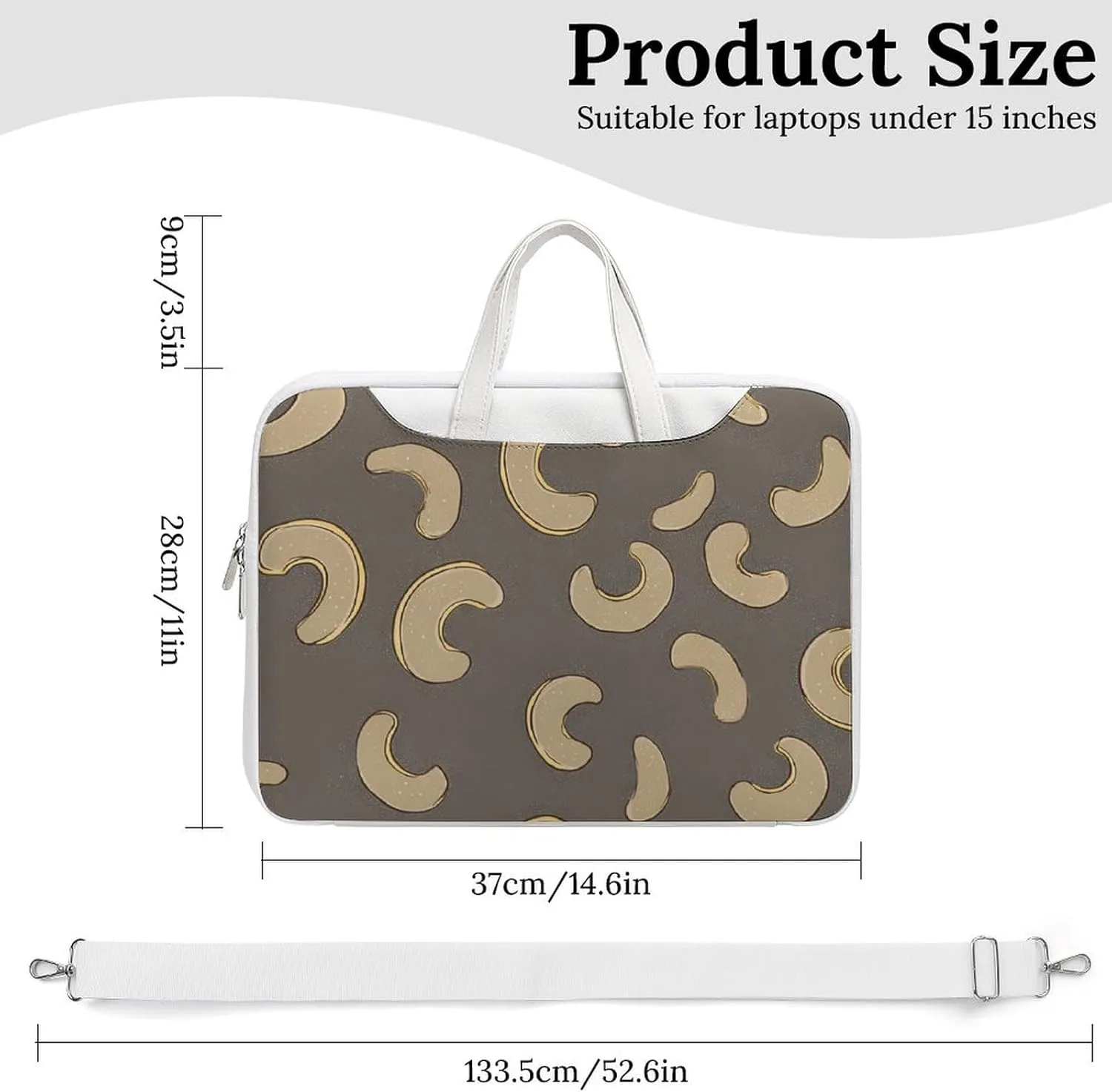 Cashew Nuts Leather Bag Laptop Case Slim Water Resistant Computer Bags with Handle Briefcase for Work