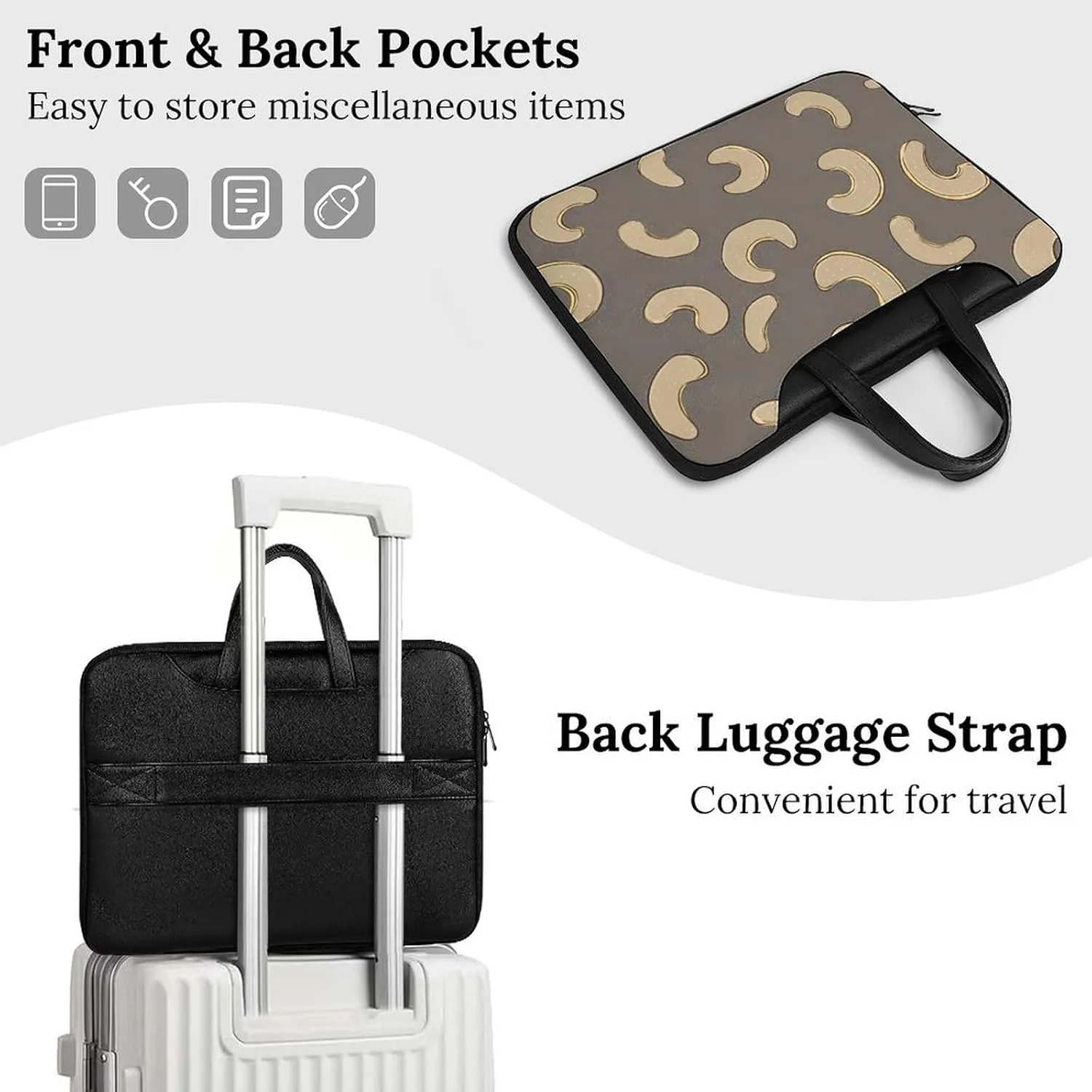 Cashew Nuts Leather Bag Laptop Case Slim Water Resistant Computer Bags with Handle Briefcase for Work