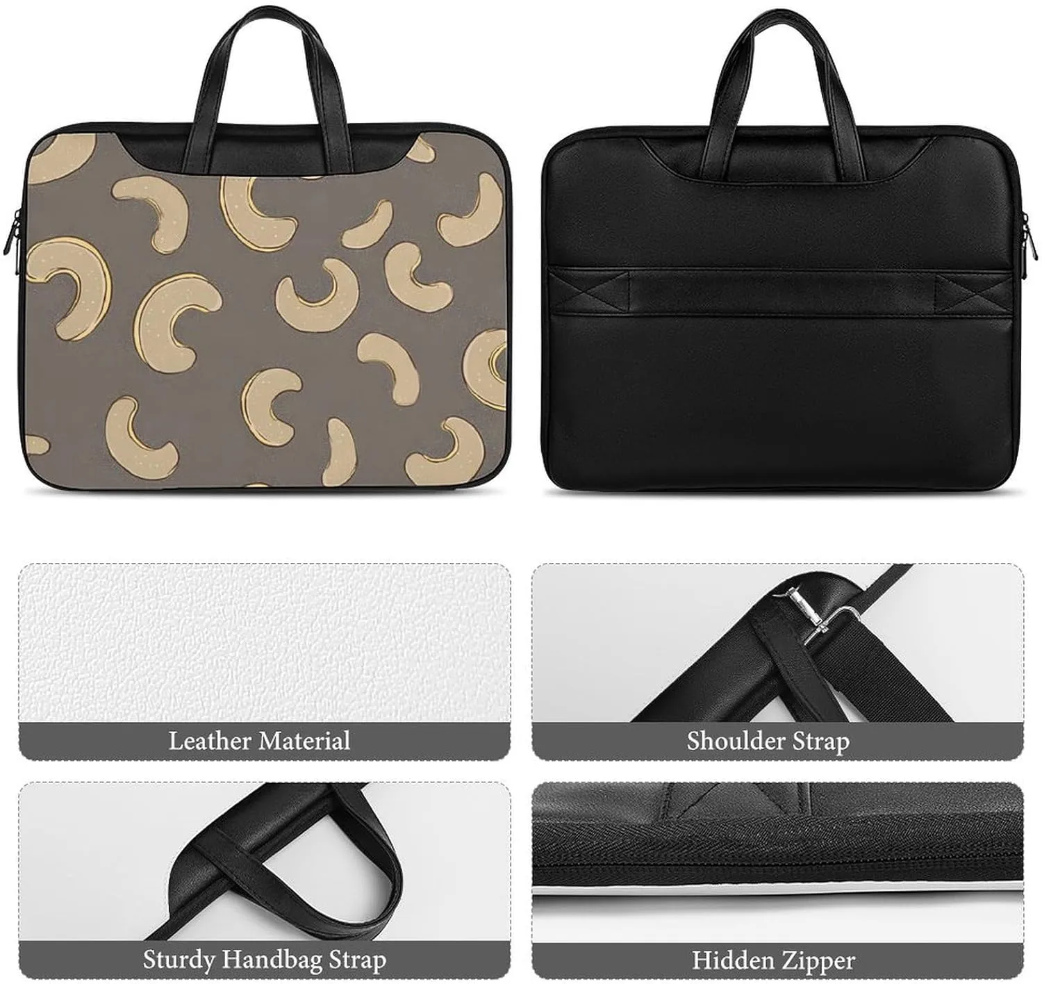 Cashew Nuts Leather Bag Laptop Case Slim Water Resistant Computer Bags with Handle Briefcase for Work