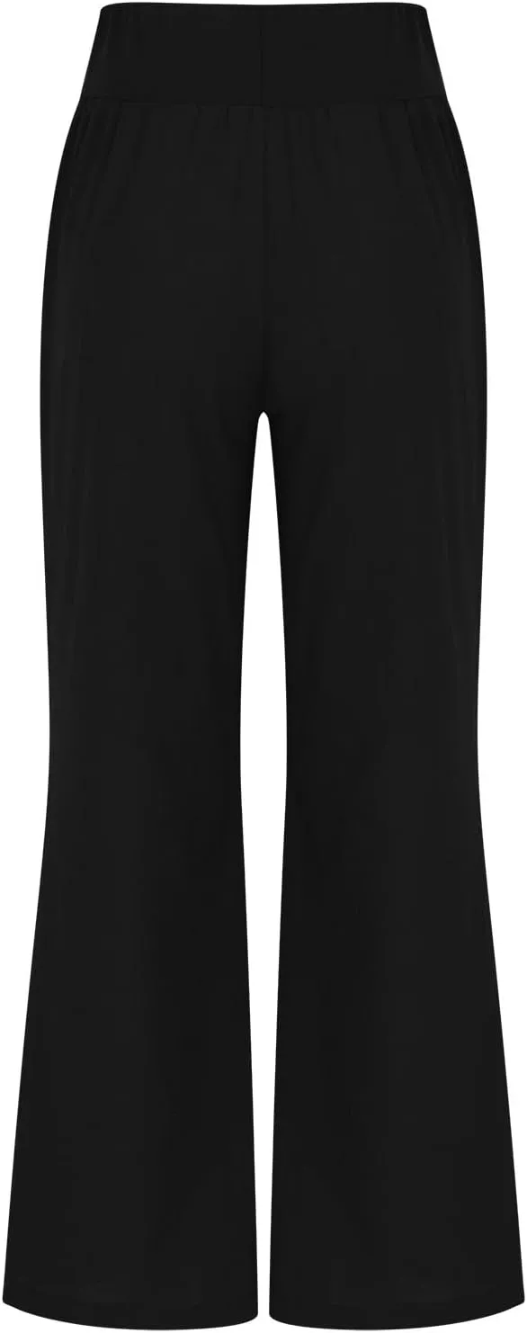 Casual Linen Pants for Womens Loose Fit Straight Leg Trousers 2025 Summer Lightweight Beach Pants with Pockets