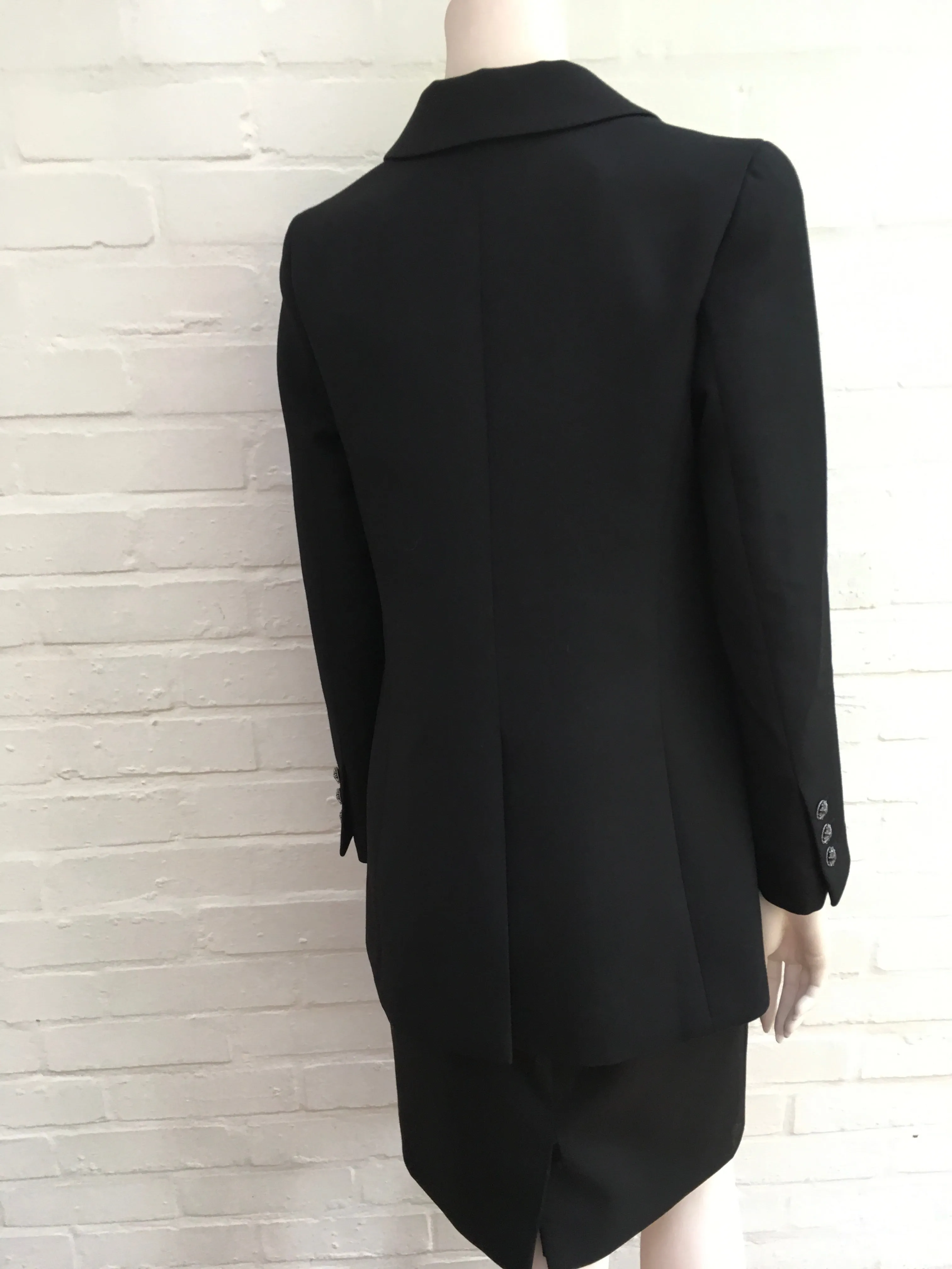 Chanel 08A Black Wool Jeweled Iconic 2-piece skirt suit F 40 UK 12 US 8 Ladies