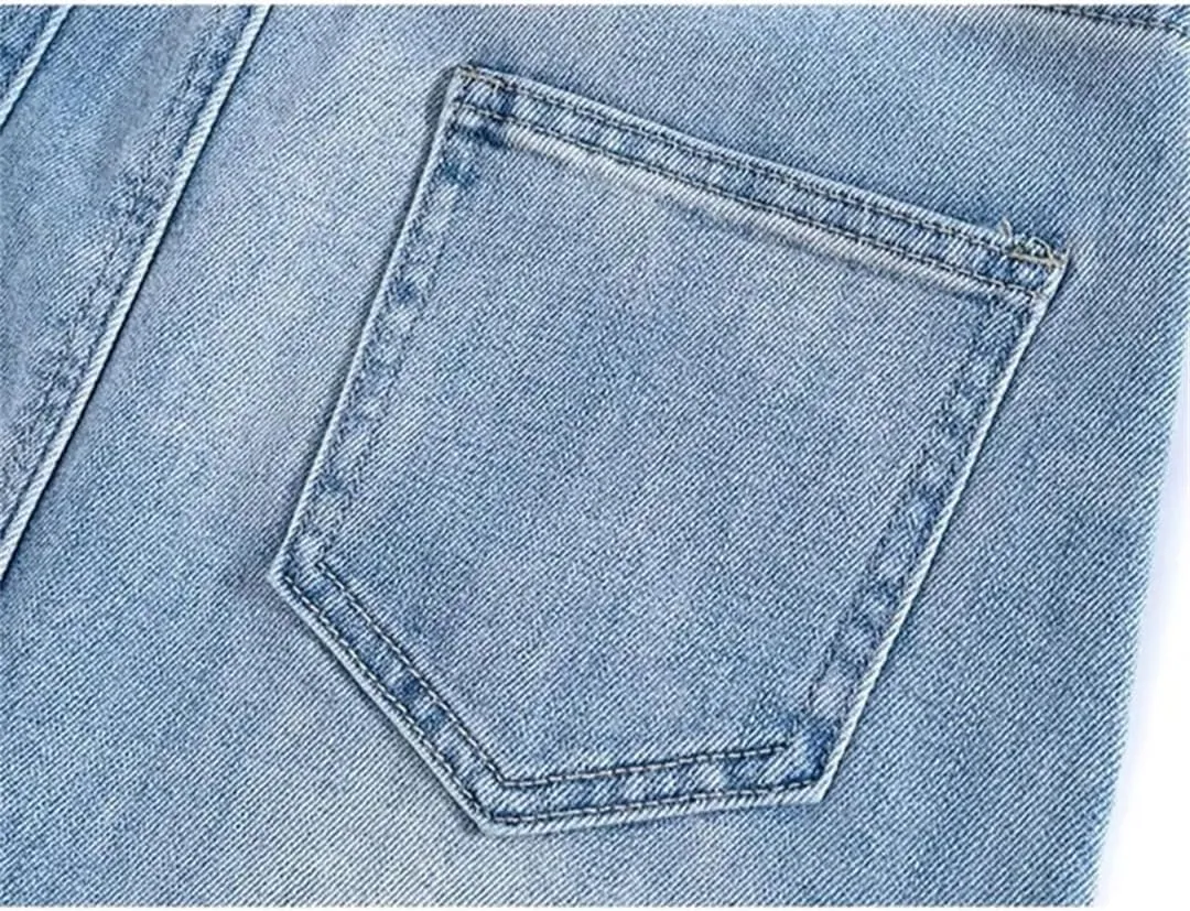 Chinese Style Denim Skirt for Women Summer High Waisted Embroidered Mid-Length A-Line Jeans Skirts