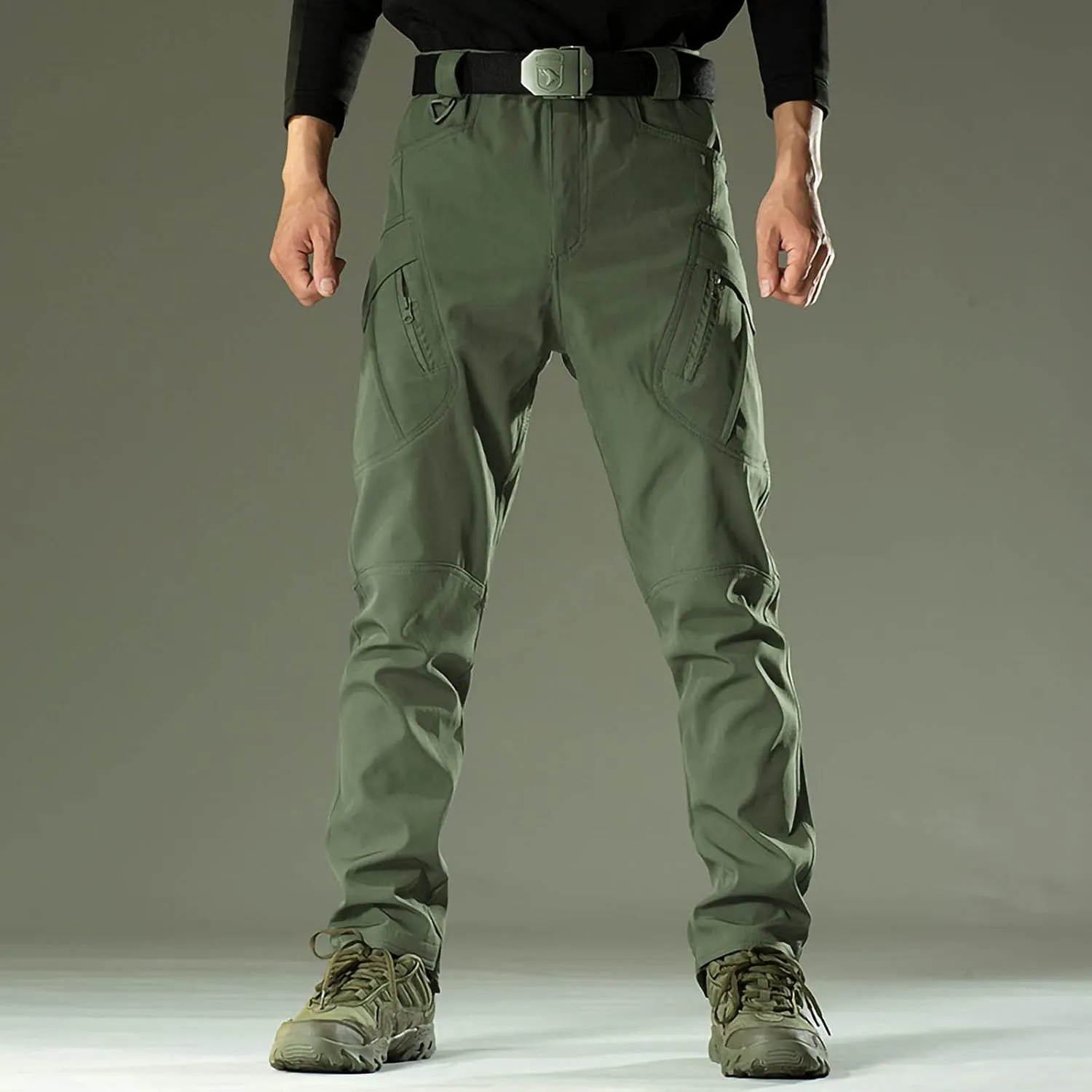 Chino Pants for Men Winter Warm Hiking Training Cargo Pants Fleece Thicken Sweatpant Slim Fit Running Tapered Pants