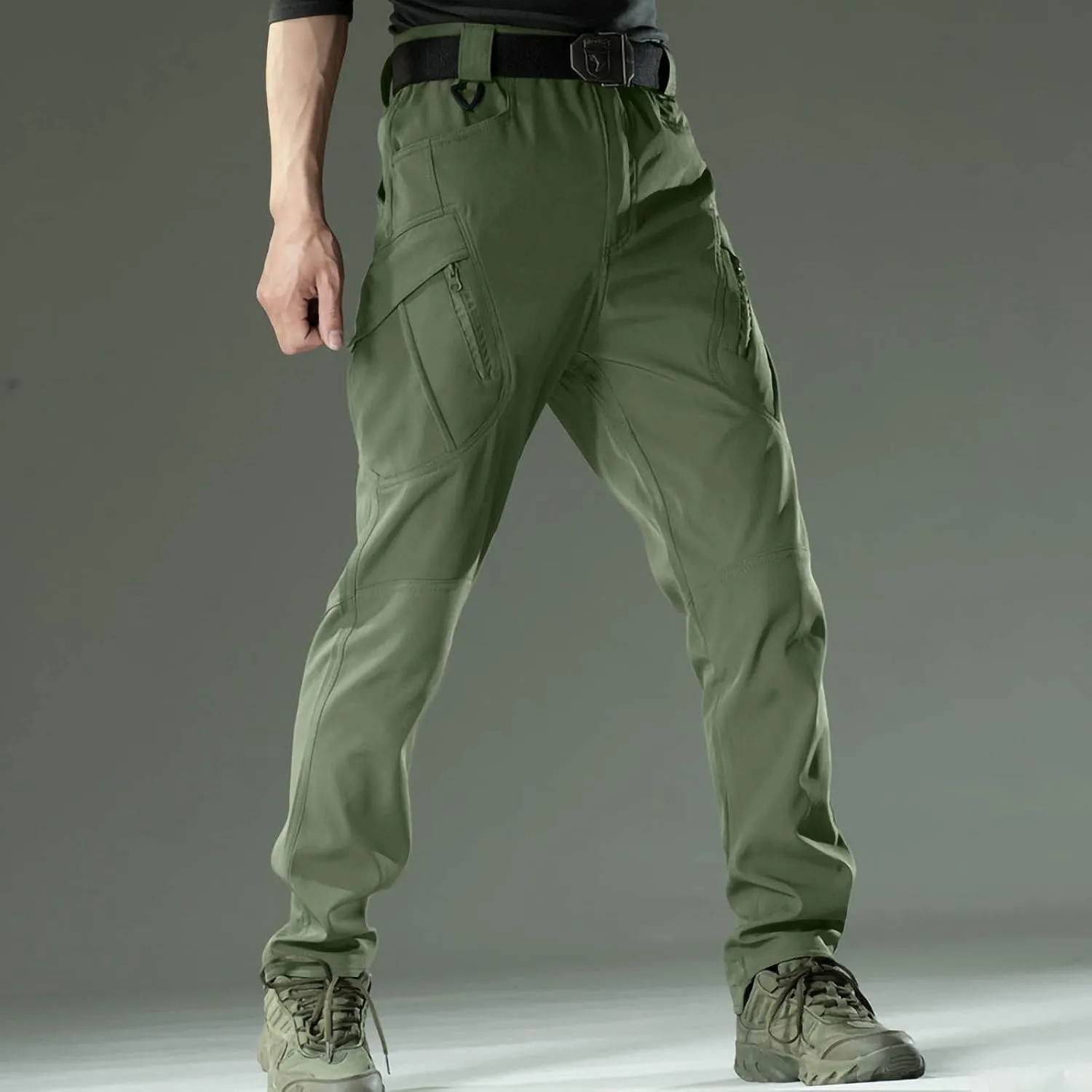 Chino Pants for Men Winter Warm Hiking Training Cargo Pants Fleece Thicken Sweatpant Slim Fit Running Tapered Pants