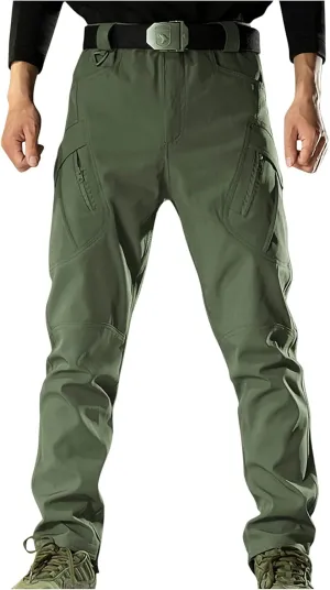 Chino Pants for Men Winter Warm Hiking Training Cargo Pants Fleece Thicken Sweatpant Slim Fit Running Tapered Pants