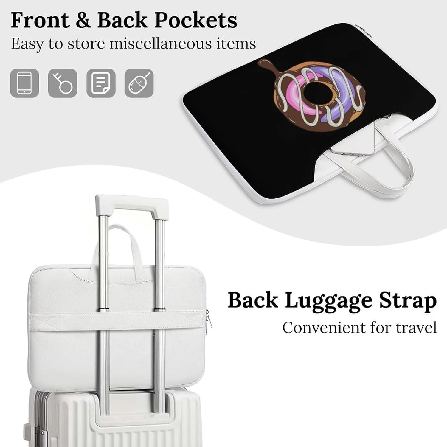 Chocolate Doughnut Leather Bag Laptop Case Slim Water Resistant Computer Bags with Handle Briefcase for Work