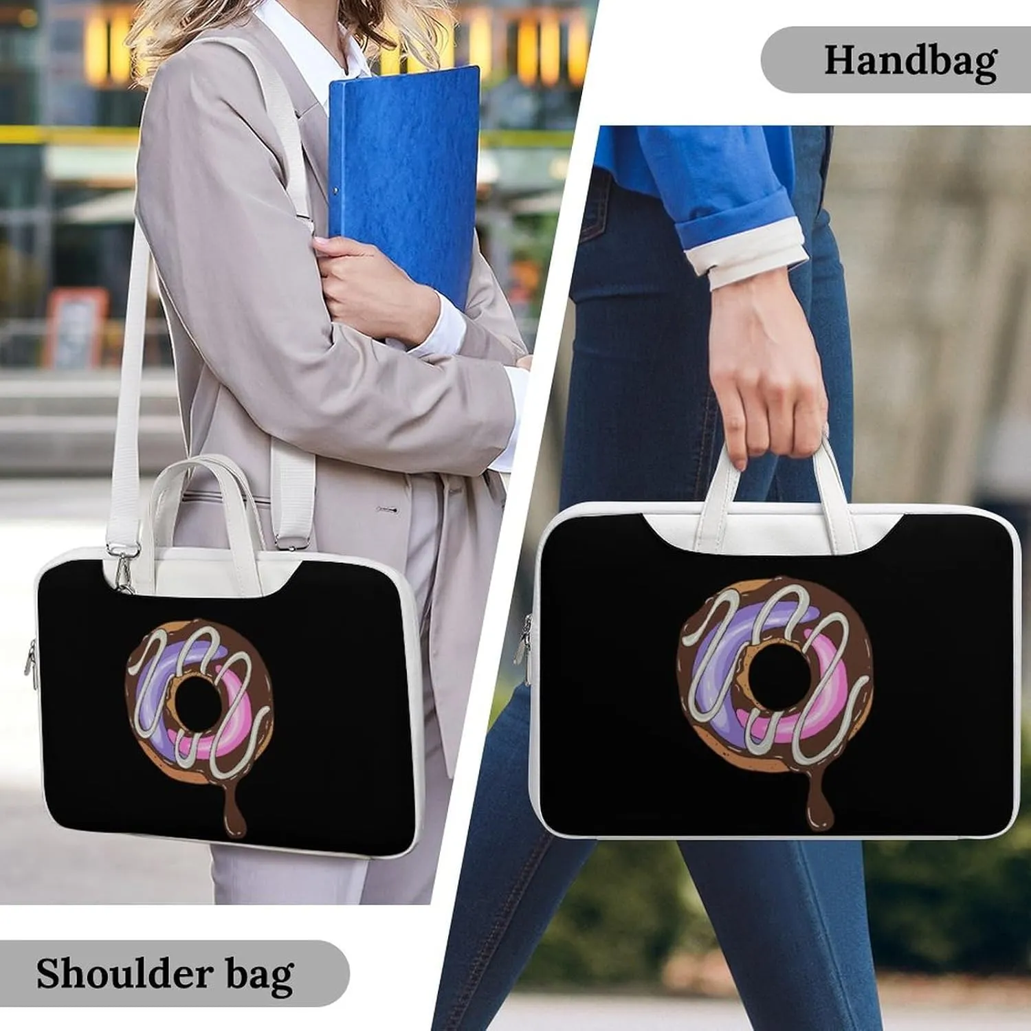Chocolate Doughnut Leather Bag Laptop Case Slim Water Resistant Computer Bags with Handle Briefcase for Work