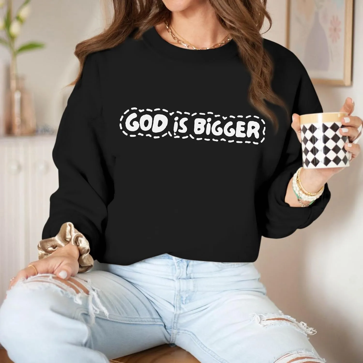 Christian Sweatshirts for Women Jesus God Faith Shirts Inspirational Religious Graphic Hoodie Loose Pullover Tops