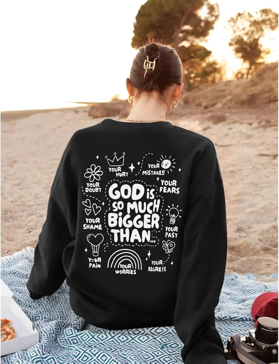 Christian Sweatshirts for Women Jesus God Faith Shirts Inspirational Religious Graphic Hoodie Loose Pullover Tops