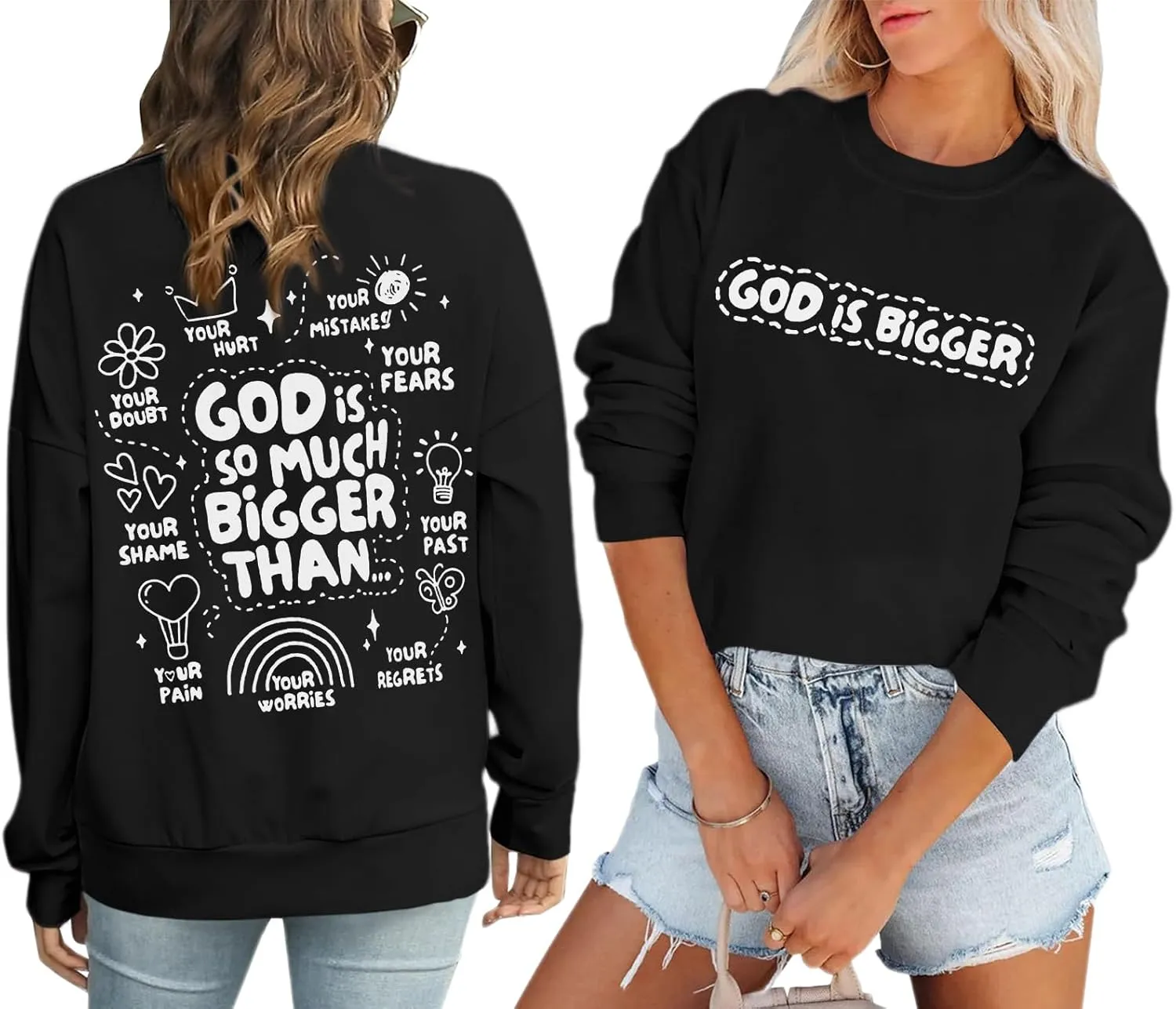Christian Sweatshirts for Women Jesus God Faith Shirts Inspirational Religious Graphic Hoodie Loose Pullover Tops