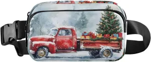 Christmas Truck Fanny Pack Water Resistant, Women Men Waist Pack Sling Bag Purse for Travel Hiking