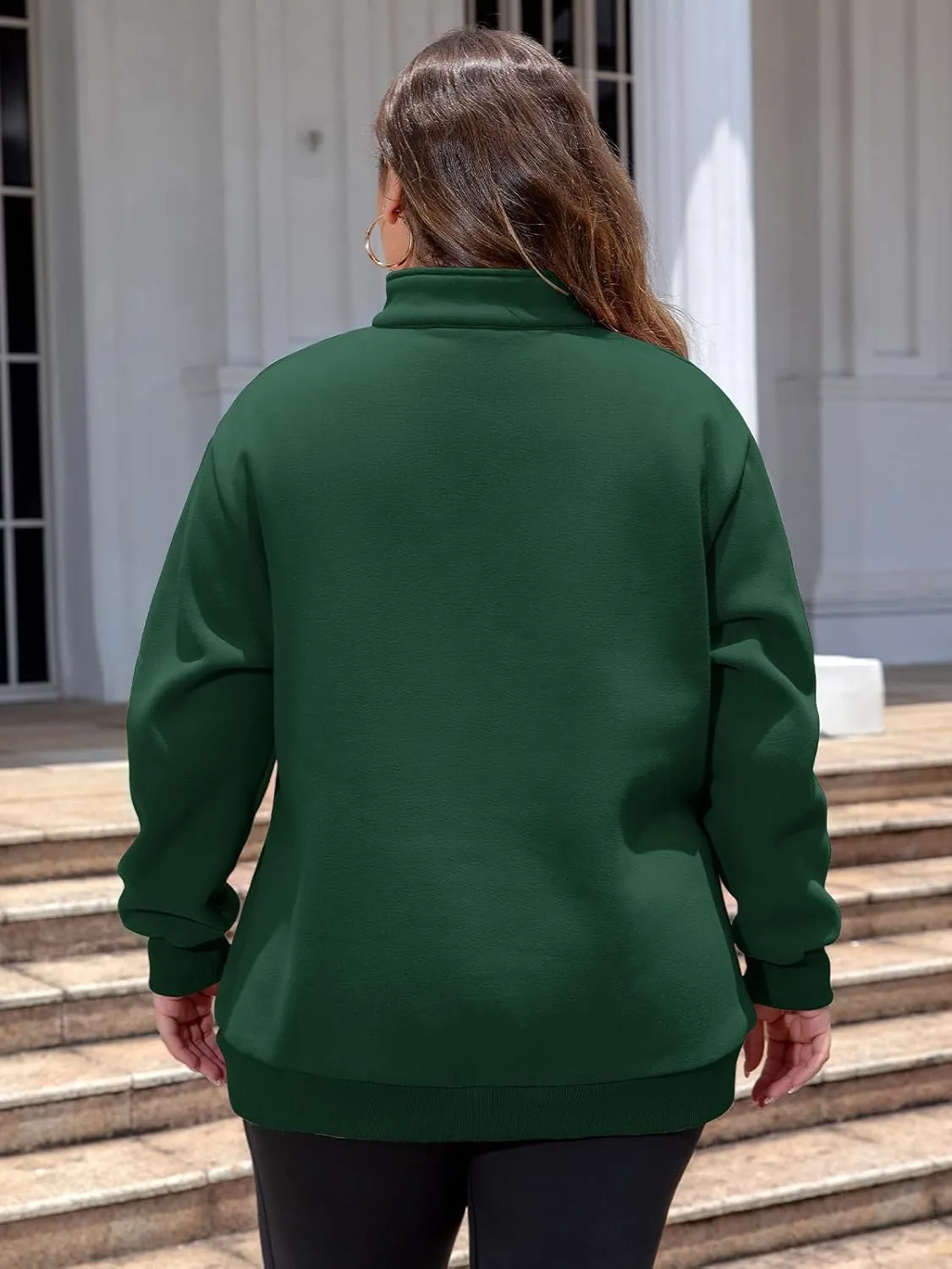 Chulianyouhuo Womens Plus Size Half Zip Pullover Long Sleeve Oversized Sweatshirt Drop Shoulder Hoodie Teen Girls Y2K Clothes