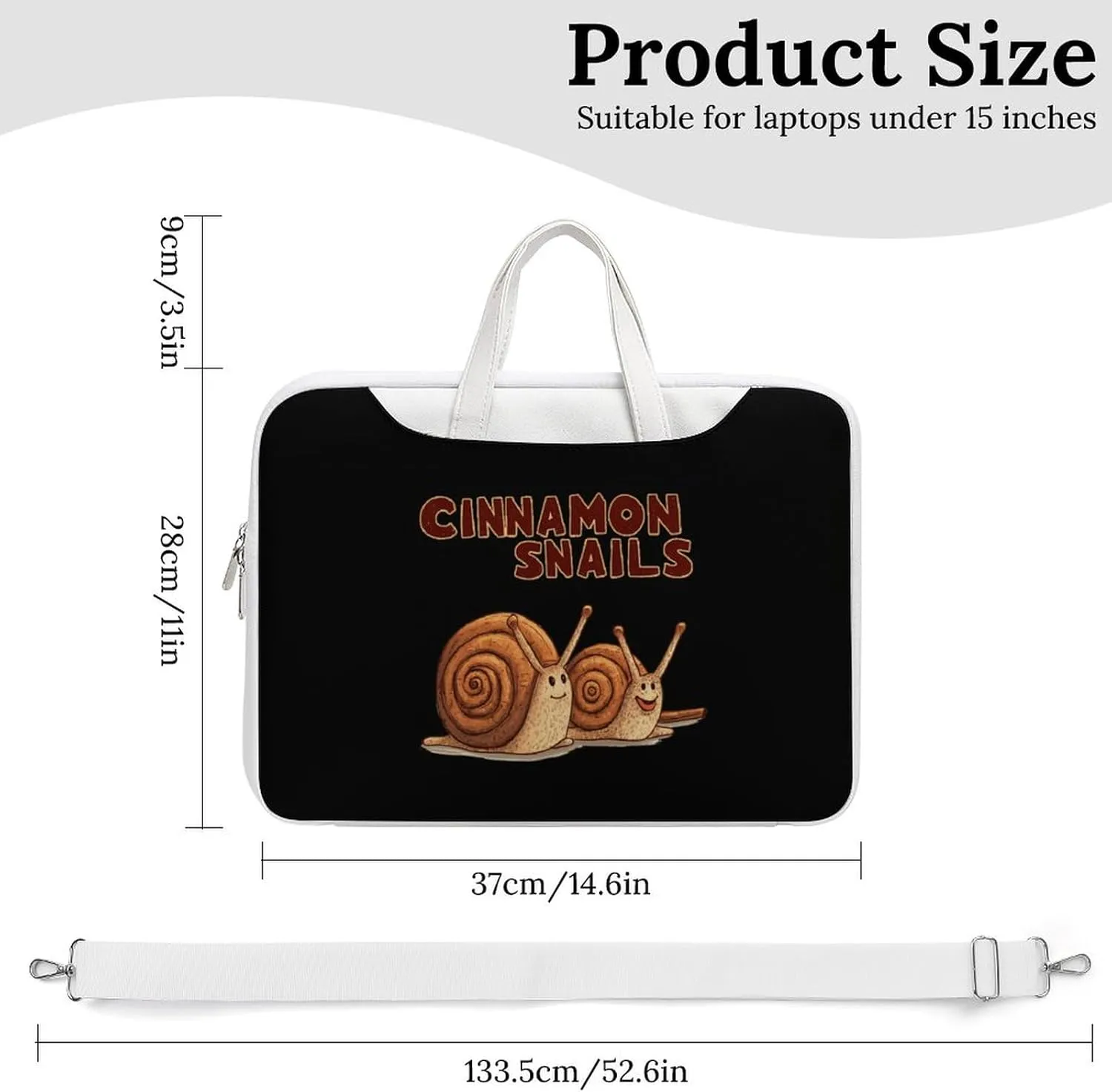 Cinnamon Snails Leather Bag Laptop Case Slim Water Resistant Computer Bags with Handle Briefcase for Work