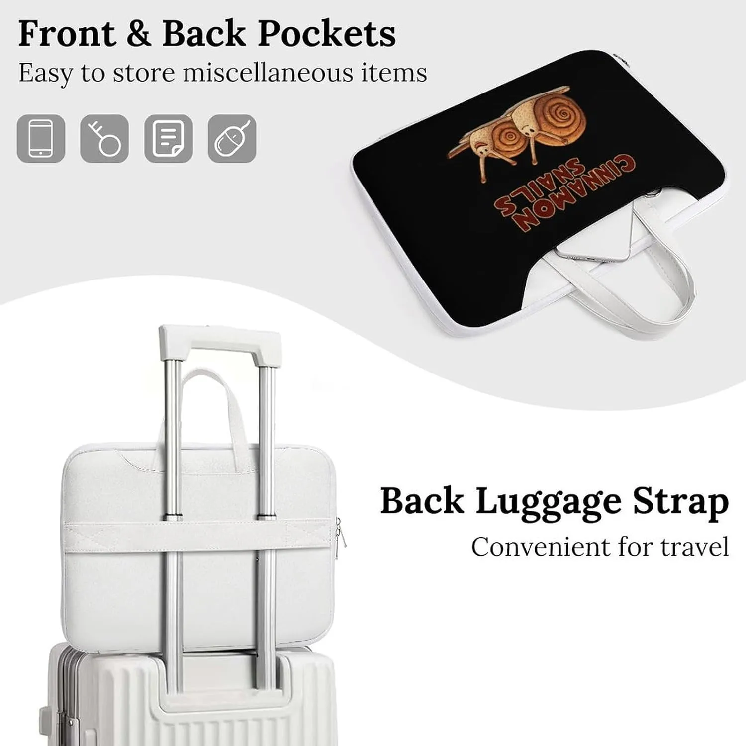 Cinnamon Snails Leather Bag Laptop Case Slim Water Resistant Computer Bags with Handle Briefcase for Work