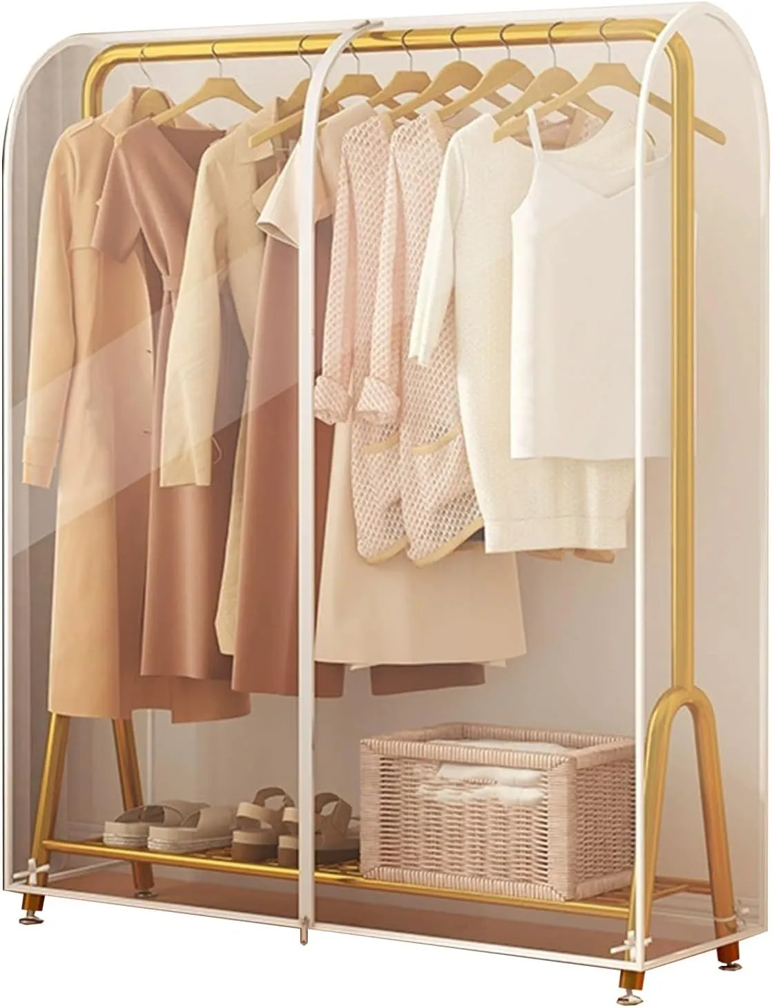 Clothing Rack Cover, Garment Bags for Hanging Clothes, with Zipper, Suitable for Storing Clothes, Dresses, Coats, Suits(Clear,60x50x150cm x20x59in)