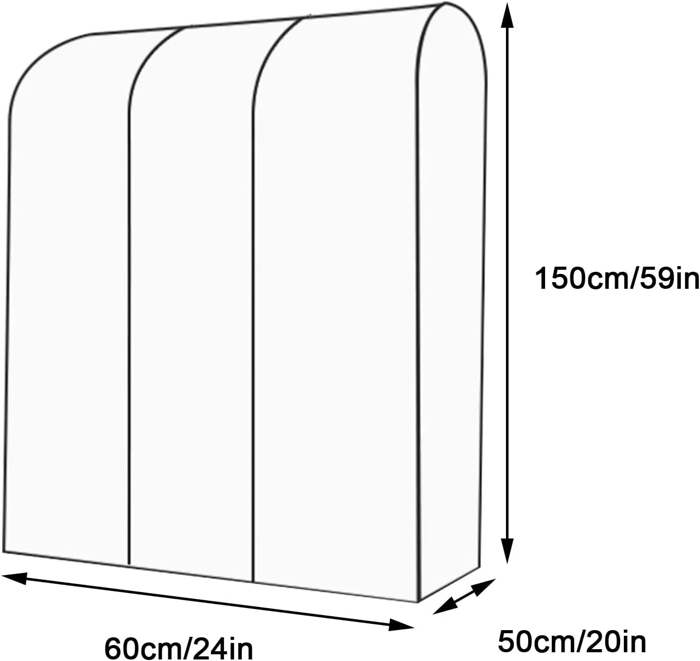 Clothing Rack Cover, Garment Bags for Hanging Clothes, with Zipper, Suitable for Storing Clothes, Dresses, Coats, Suits(Clear,60x50x150cm x20x59in)