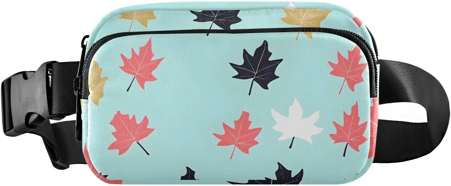 Colored Maple Fanny Pack Water Resistant, Women Men Waist Pack Sling Bag Purse for Travel Hiking