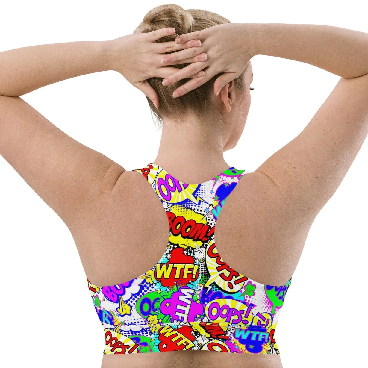 Comic Book Sports Bra Retro Cartoon Style, lioness-love