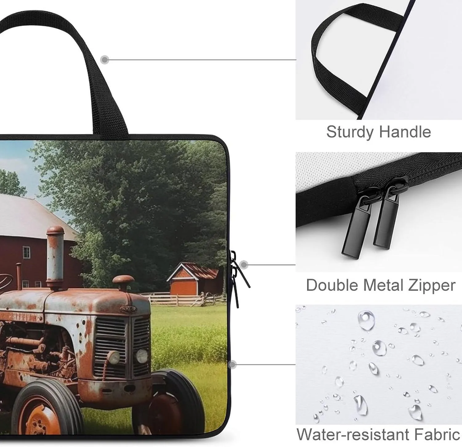 Company Farm Tractor Laptop Bag Durable Laptop Sleeve Water-Resistant Notebook Bag for Computer Or Tablet