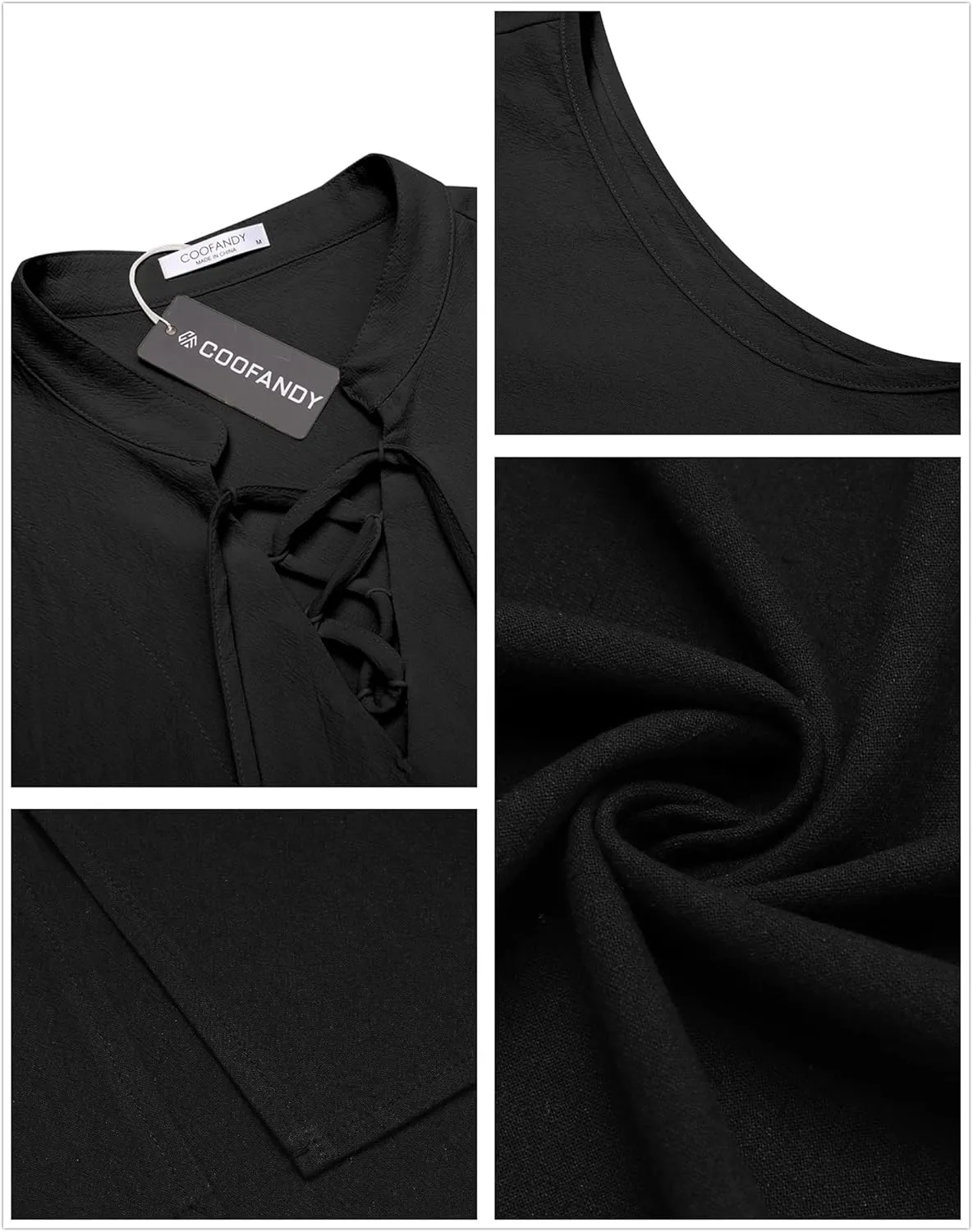 COOFANDY Men Tank Top Cotton Linen Beach Sleeveless Shirt Lace Up Bohemian Hippie Renaissance Pirate Kilt Medieval Tunic