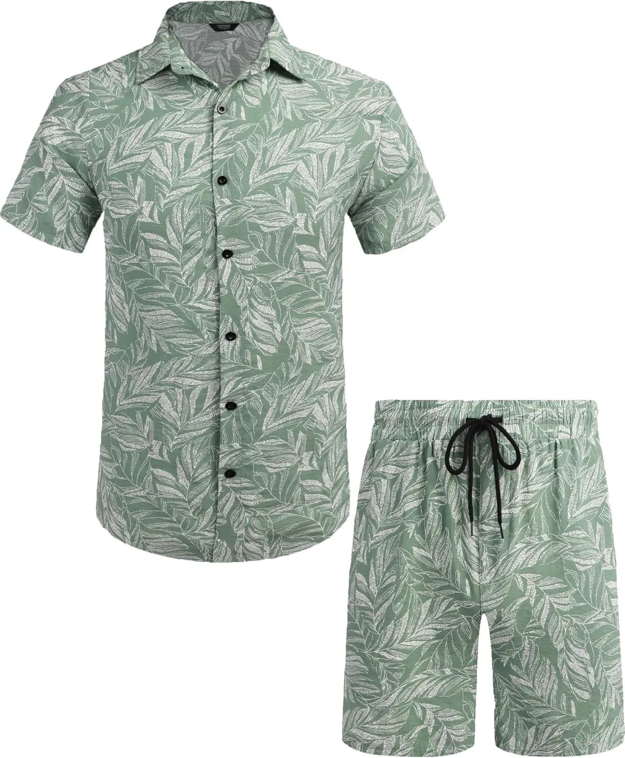COOFANDY Men's Hawaiian Matching Set Summer Beach 2 Piece Outfits Flower Button Down Shirts and Shorts Vacation Outfits