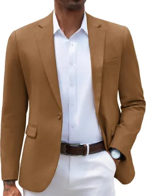 COOFANDY Men's Sport Coats & Blazers Slim Fit Suit Jacket Business Casual One Button Blazer Brown, X-Large