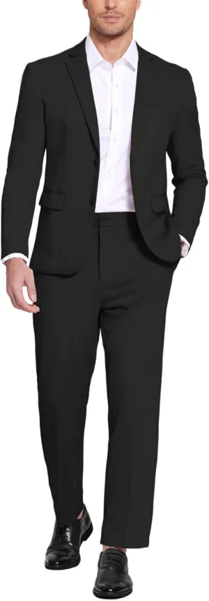 COOFANDY Men's Suits 2 Piece Slim Fit Suit Set 2 Button Lightweight Casual Knit Blazer Suit Jacket Pants